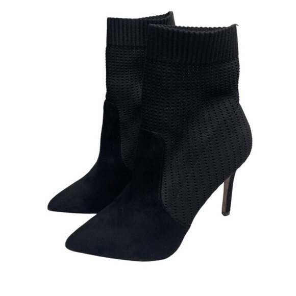Catherine Malandrino Boots 9.5 Dnonita Black Stretch Knit Sock Bootie Heel - Picture 1 of 9